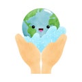 World water day illustration save the water watercolor isolated vector on white background.