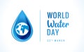 World water day, 22 march and earth on drop water