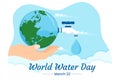 World Water Day on 5 March Illustration with Waterdrop from Earth for Web Banner or Landing Page in Flat Cartoon Hand Drawn