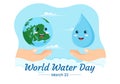 World Water Day on 5 March Illustration with Waterdrop from Earth for Web Banner or Landing Page in Flat Cartoon Hand Drawn Royalty Free Stock Photo