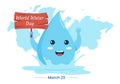 World Water Day on 5 March Illustration with Waterdrop from Earth for Web Banner or Landing Page in Flat Cartoon Hand Drawn Royalty Free Stock Photo