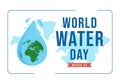 World Water Day on 5 March Illustration with Waterdrop from Earth for Web Banner or Landing Page in Flat Cartoon Hand Drawn Royalty Free Stock Photo