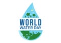 World Water Day on 5 March Illustration with Waterdrop from Earth for Web Banner or Landing Page in Flat Cartoon Hand Drawn