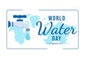 World Water Day on 5 March Illustration with Waterdrop from Earth for Web Banner or Landing Page in Flat Cartoon Hand Drawn Royalty Free Stock Photo