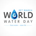 World water day, 22 march lettering and earth on drop water