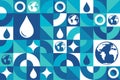 World Water Day. March 22. Seamless geometric pattern. Template for background, banner, card, poster. Vector EPS10 Royalty Free Stock Photo