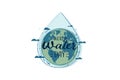World water day. Save water for Suatainable, ecology and environment conservation concept design.Vector illustration Royalty Free Stock Photo