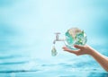 World water day  saving water quality campaign and environmental protection concept Royalty Free Stock Photo