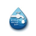 World Water Day. The tap (faucet) and water drops with a Recycling concept. Save water for ecology and environment Royalty Free Stock Photo