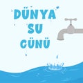 World water day Turkish design. Save water for future. Vector illustration. EnglishDÃÂ¼nya su gÃÂ¼nÃÂ¼,World water day.