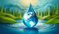 World Water Day - vector abstract water drop concept. Save the water - ecology concept background Royalty Free Stock Photo