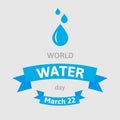 World Water Day. Vector illustration greeting card with drops. Flat style design on gray.