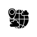 World weather forecast black icon concept. World weather forecast flat vector symbol, sign, illustration.