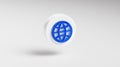 World Web Wide Globe Blue Glass Icon Button on Circle App Symbol 3D Render Royalty Free Stock Photo