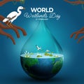 World Wetlands Day The date of the event is 2 February illustration.