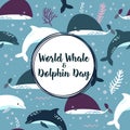 World whale and dolphin day poster.