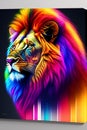 A colorful lion with a rainbow mane- Ai Generated.