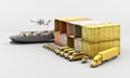 world wide cargo container transport concept in yellow tone Royalty Free Stock Photo