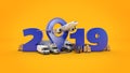 World wide cargo transport concept. 2019 New Year sign. 3d rendering. Royalty Free Stock Photo