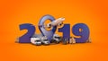 World wide cargo transport concept. 2019 New Year sign. 3d rendering. Royalty Free Stock Photo