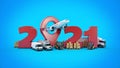 World wide cargo transport concept. 2021 New Year sign. 3d rendering Royalty Free Stock Photo