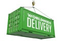 World Wide Delivery - Green Container. Royalty Free Stock Photo
