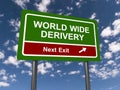 World wide derivery traffic sign Royalty Free Stock Photo