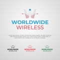 World Wide Wireless Company Logo Design Template Royalty Free Stock Photo