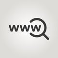 World Wide Web icon. Go to website sign. WWW in magnifier. Online internet ui element. Web page symbol to search or click. Vector Royalty Free Stock Photo