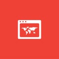 World Wide Web Icon On Red Background. Red Flat Style Vector Illustration Royalty Free Stock Photo