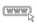 World wide web icon, www internet website symbol, click mouse arrow sign vector illustration Royalty Free Stock Photo