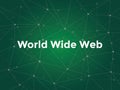 World wide web white text illustration with green constellation map as background Royalty Free Stock Photo