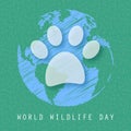 World Wildlife Day card or background. Animals track. Vector illustration for you design, card, banner, poster, calendar or Royalty Free Stock Photo