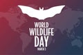 World Wildlife Day. March 3. Holiday concept. Template for background, banner, card, poster with text inscription