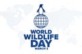 World Wildlife Day. March 3. Holiday concept. Template for background, banner, card, poster with text inscription Royalty Free Stock Photo