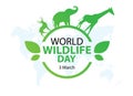 World Wildlife Day, March 3. Vector illustration for you design, card, banner, poster. Royalty Free Stock Photo