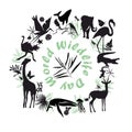 World Wildlife Day, March 3. Vector illustration for you design, card, banner, poster poster Royalty Free Stock Photo