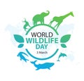 World Wildlife Day, March 3. Vector illustration for you design, card, banner, poster. Royalty Free Stock Photo