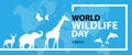 World Wildlife Day, March 3. Vector illustration for you design, card, banner, poster. Royalty Free Stock Photo