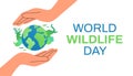 World wildlife day. Wild animals planet earth in hands wildlife day design for poster, banner vector eps10