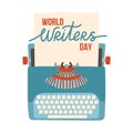 World Writers Day. March 3. Holiday concept. Template for background, banner, card, poster with text inscription.