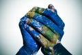 The world in your hands (Earth map furnished by NASA) Royalty Free Stock Photo