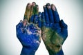 The world in your hands (Earth map furnished by NASA) Royalty Free Stock Photo