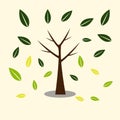 tree icons with beautiful leaves,,Ecology concept autumn with tree background.Vector illustration. Royalty Free Stock Photo