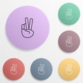 World with your hands emoji badge color set icon. Simple glyph, flat vector of emoji icons for ui and ux, website or mobile Royalty Free Stock Photo