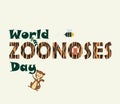 World Zoonoses Day, animals in the jungle with tiger stripes poster, illustration vector Royalty Free Stock Photo