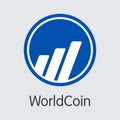 Worldcoin Crypto Currency Coin. Vector Sign Icon of WDC.