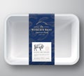 Worlds Best Bison Abstract Vector Plastic Tray Container Cover. Premium Meat Packaging Design Label Layout. Hand Drawn