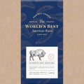 Worlds Best Bisonf Abstract Vector Craft Paper Vintage Cover Layout. Premium Meat Packaging Design Label. Hand Drawn