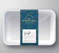 Worlds Best Pork Abstract Vector Plastic Tray Container Cover. Premium Meat Packaging Design Label Layout. Hand Drawn